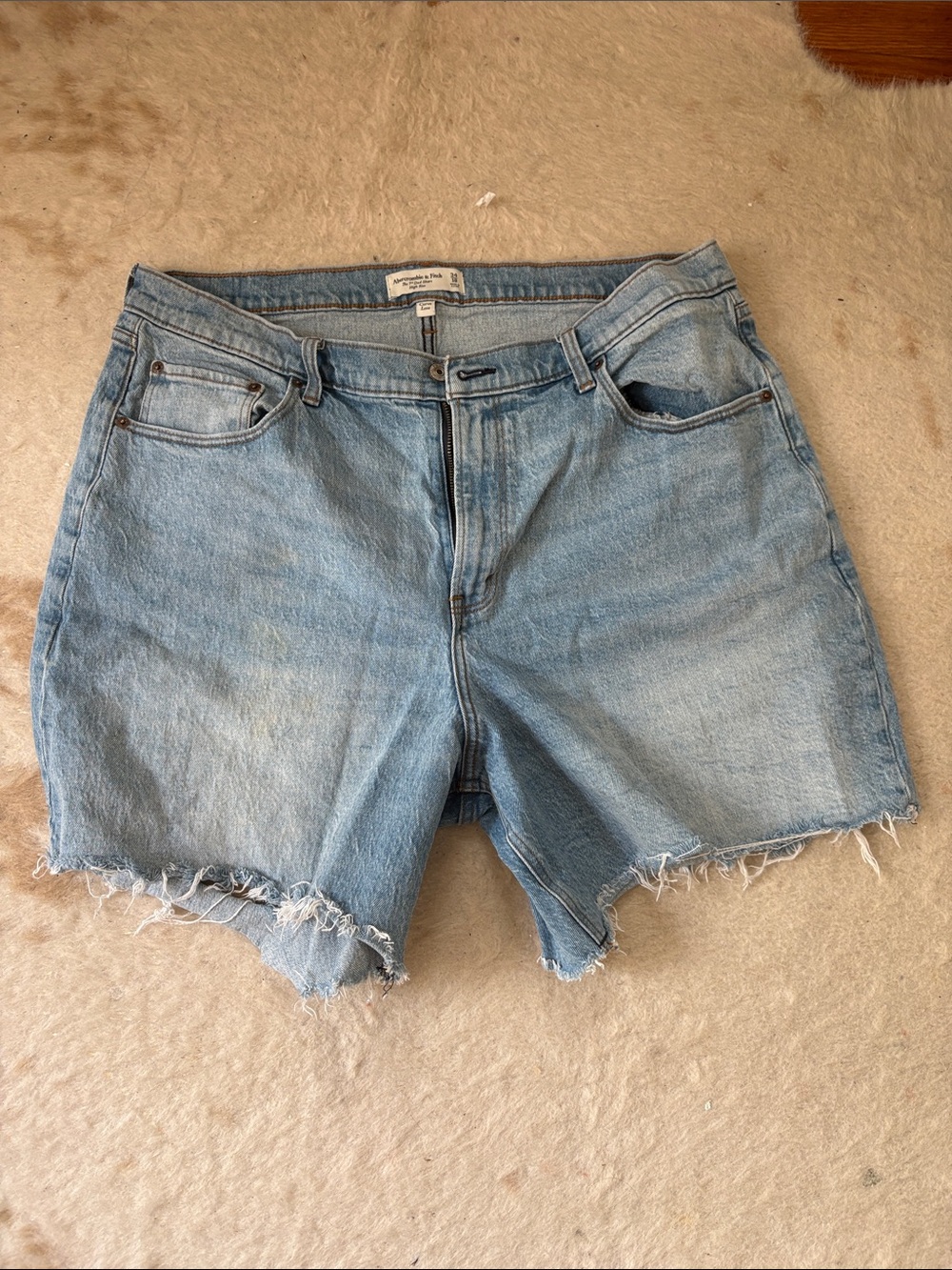 Abercrombie & Fitch Light Blue Frayed Denim Shorts